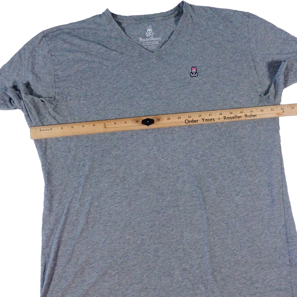 Psycho Bunny Pima Cotton V Neck Gray T Shirt Size 8 Mens Large - Picture 5 of 6